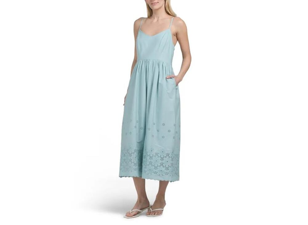 Calypso St Barth Embroiderem Hem Cotton Sun Dress with Pockets